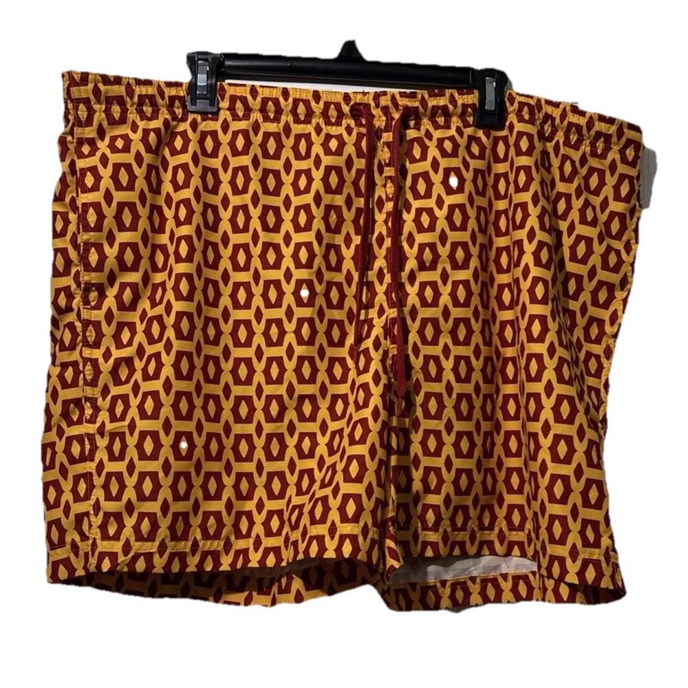 Boca Classics Size XL Red & Yellow Men’s Swim Trunks Bathing Suit Beach Summer